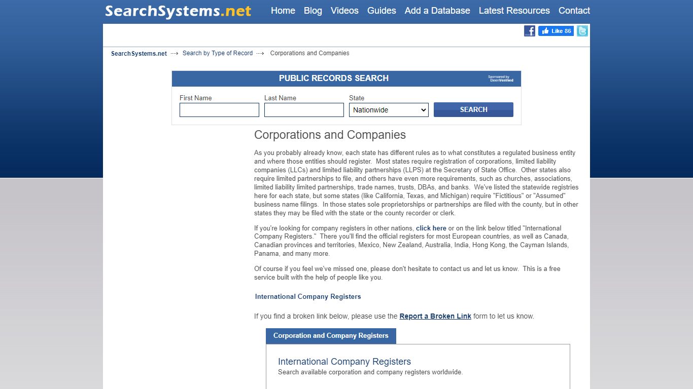 Corporation and Company Registers